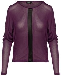 Conquista - Mauve Batwing Top With Faux Leather Detail - Lyst