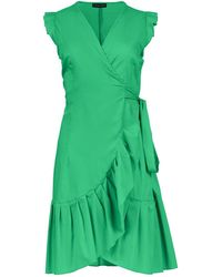 Conquista - Sleeveless Ruffled Wrap Dress - Lyst