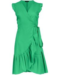 Conquista - Sleeveless Ruffled Wrap Dress - Lyst