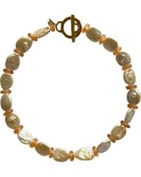Sccollection - Talia Peach Coin Pearl Necklace - Lyst