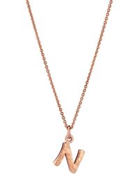 Posh Totty Designs - Rose Gold Plated Textured Initial Letter Necklace - Lyst