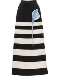 Julia Allert - Contemporary Striped A-Line Skirt, Floral Detail– - Lyst