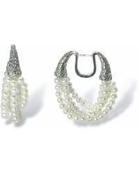 Ninemoo - Layered Pearl Horn Hoop Earrings - Lyst