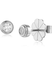 Lioness by Tf - Round Whisper Studs Solid Sterling, Rhodium-Plated - Lyst