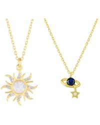 Spero London - Opal Sun & Sunburst & Saturn Necklace Layering Set - Lyst