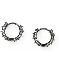 Jagged Halo Jewelry - Crystal Spike Mini Huggie Hoop Earrings Rhodium - Lyst
