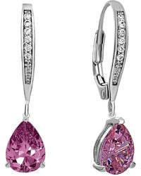Genevive Jewelry - Genevive Sterling Plating With Pear-Shaped Cubic Zirconia Dangle Earrings - Lyst