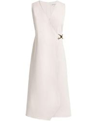 Santorelli - Ursa Sleeveless Faux Wrap Dress With Metal Buckle - Lyst