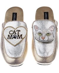 Laines London - Classic Mules With Lily The White Cat & Cat Mum / Mom Brooches - Lyst