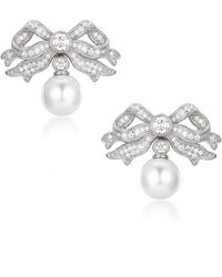 Santinni - Sissi Bow & Pearl Drop Earrings - Lyst