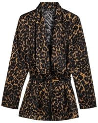 Nocturne - Printed Leopard Belted Jacket - Lyst