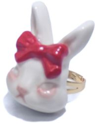 H2 Studio - Grumpy Bunny Bow Tie 14K Plated Brass Ring - Lyst