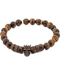 Ebru Jewelry - King Skull Tiger's Eye Stone Beaded Bracelet - Lyst