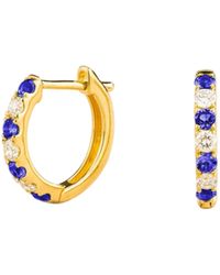 Juvetti - Stacy Sapphire & Diamond Huggie Hoop Earrings - Lyst