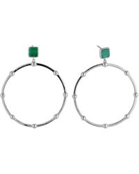 Bermuda Watch Company - Annie Apple Sterling, Malachite Stud, Bobble Large Hoop Earrings - Lyst