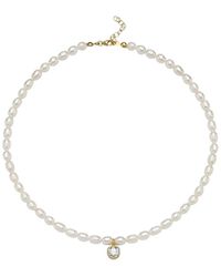LINYA JEWELLERY - Cosmic Big Pearl Zodiac Necklace Birthtone - Lyst