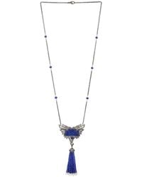 Artisan - Blue Sapphire Multi Gemstone Beaded Tassel Necklace 925 Sterling Silver In 18k Yellow Gold - Lyst