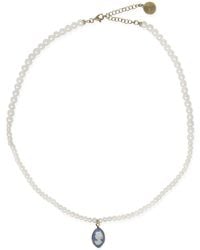Vintouch Italy - Isabella Pearl And Sky Blue Cameo Necklace - Lyst