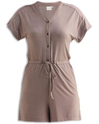 REISTOR - V Neck Drawstring Knit Romper - Lyst