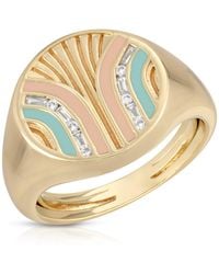 Glamrocks Jewelry - South Beach Signet Ring Coral & Mint - Lyst