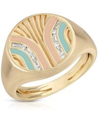 Glamrocks Jewelry - South Beach Signet Ring Coral & Mint - Lyst