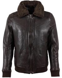Mauritius - Leather Jacket With Shearling Collar Grovig - Lyst