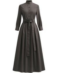 BEIRA - Neutrals Marina Dress Long Pleated Shirt Dress - Lyst