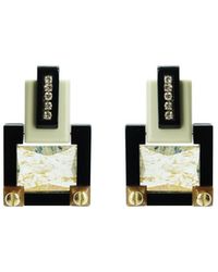 Gissa Bicalho - Handmade Acrylic Earring M Deco Rectangular Cut Stone Clay - Lyst