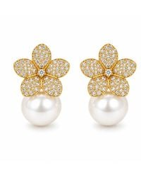 VicStoneNYC Fine Jewelry - Camellia Pearl Vermeil Earrings – New York Designer Bridal Jewelry - Lyst