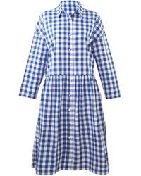 Zenzee - Cotton Linen Gingham Shirt Dress Cobalt - Lyst