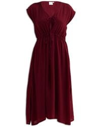 REISTOR - Deep V-Neck Gathered Crepe Dress - Lyst
