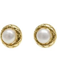 Farra - Minimalist Round Freshwater Pearls Stud Earrings - Lyst
