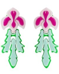 Gissa Bicalho - Handmade Acrylic Earring Orchids And Leaves - Lyst