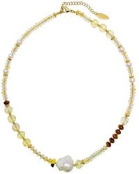 Farra - Citrine With Tiger Eye Stones & Baroque Statement Necklace - Lyst