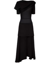 POST MERIDIEM - Chiffon Asymmetrical Midi Dress - Lyst
