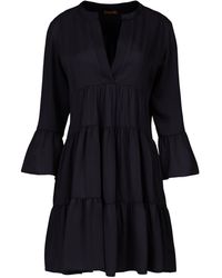 Conquista - Viscose Gathered Seams Dress - Lyst