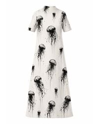 Julia Allert - Neutrals Ivory Jellyfish Print Fluid A-Line Dress – Capsule Edition - Lyst