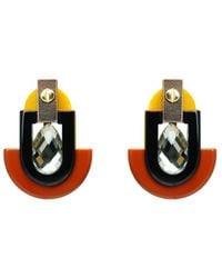Gissa Bicalho - Handmade Acrylic Earring Deco S Stone Mirror Drop Mustard - Lyst