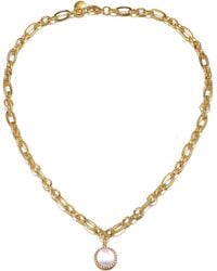 Genevive Jewelry - Plated With Lab Created Mother Of Pearl Chain Link Necklace - Lyst