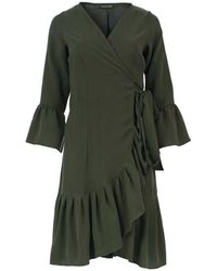 Conquista - Dark Wrap Dress With Ruffle Detail – Viscose Blend - Lyst