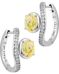 Arte Madrid - Sierra Pavé Contour Hoop Earrings - Lyst