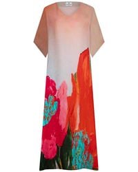DHARA SHETH DUBAI - Coral Mirage Floral Kaftan Maxi Dress - Lyst