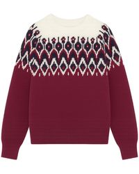 Yumi' - Burgundy Fair Isle Relaxed Fit Knitted Jumper - Lyst