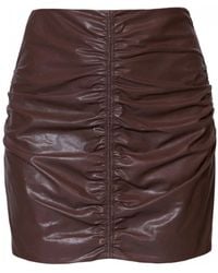 AGGI by HALEWSKI - Ruth Chocolate Mini Vegan Leather Skirt - Lyst