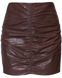 AGGI by HALEWSKI - Ruth Chocolate Mini Vegan Leather Skirt - Lyst