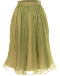AVENUE No.29 - Gathered Silk Midi Skirt - Lyst