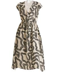 REISTOR - Deep V-Neck Gathered Crepe Dress - Lyst