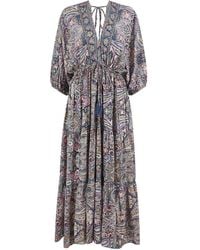 Yumi' - Multicolour Paisley Print Midi Kimono Dress With Tie Back - Lyst