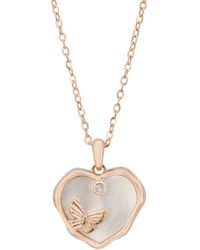 LÁTELITA London - Butterfly Heart Mother Of Pearl Pendant Necklace Rosegold - Lyst