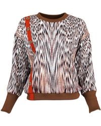 Lalipop Design - Animal Print Knit Sweatshirt With Button Detail - Lyst